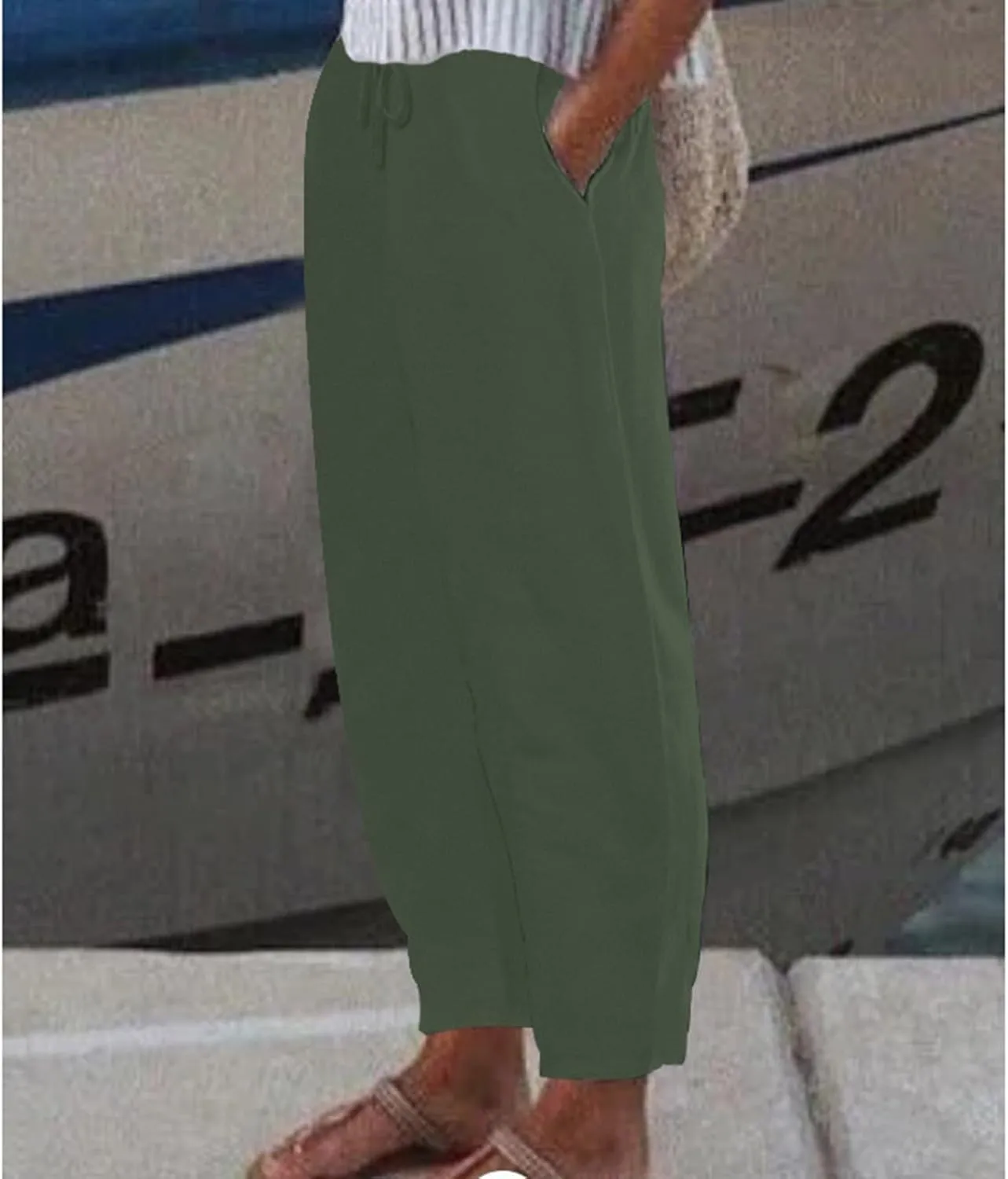 Women Linen Pants Wide Leg Casual Palazzo Trousers Cotton Linen Lounge Beach Summer Pants with Pockets
