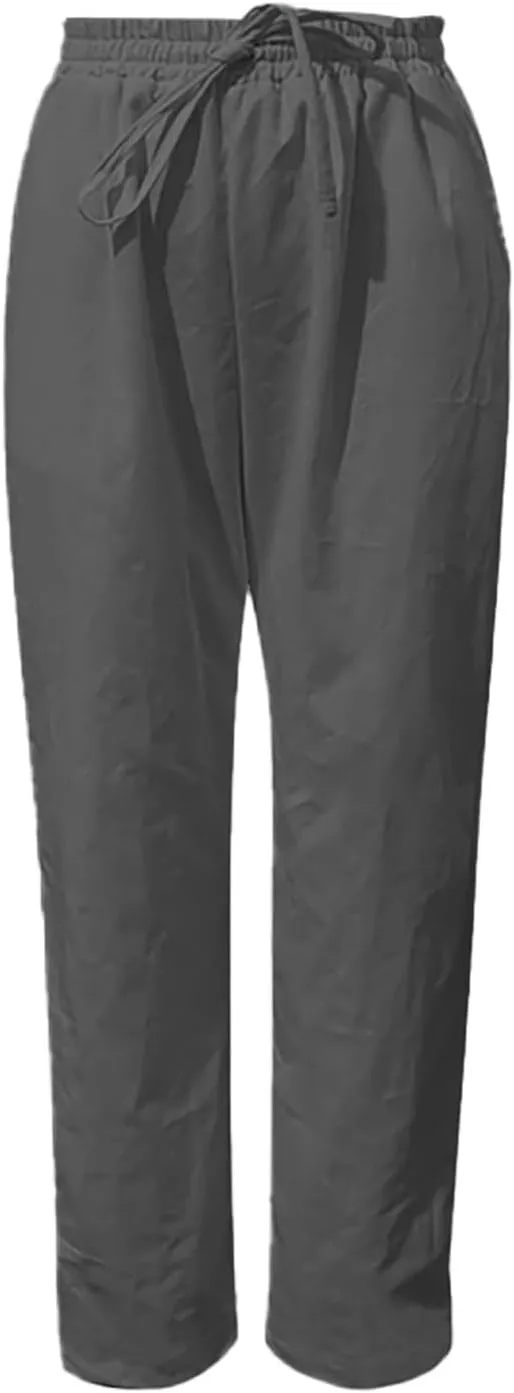 Women Linen Pants Wide Leg Casual Palazzo Trousers Cotton Linen Lounge Beach Summer Pants with Pockets