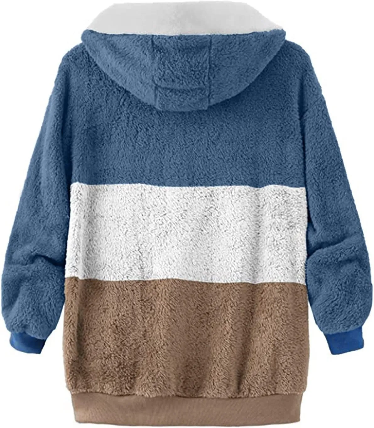Women's Fleece Hooded Coat Loose Plus Size Zipper Winter Warm Long Sleeve Plush Hoodies Jacket Cardigan Sweaters