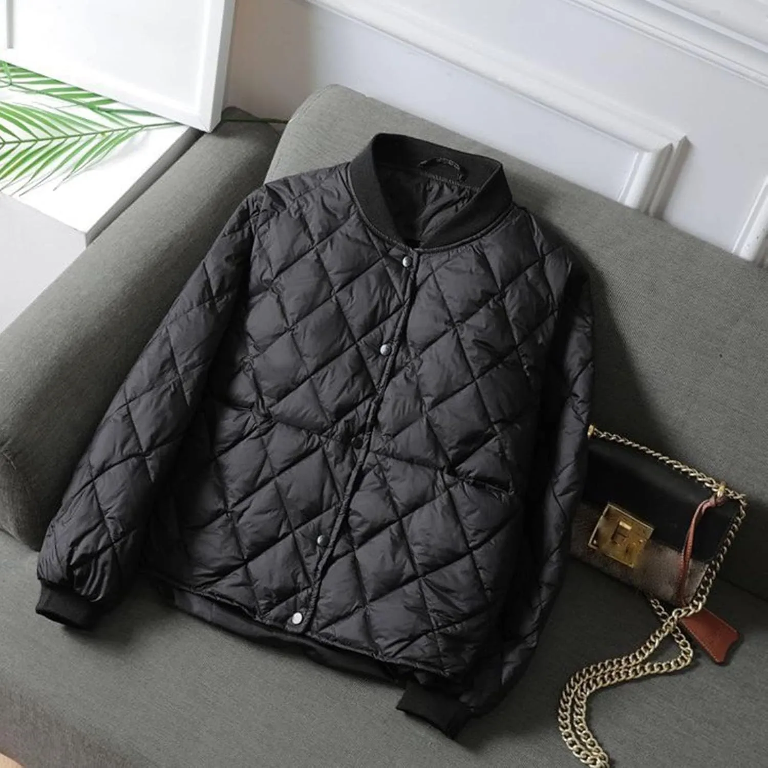 Womens Lightweight Quilted Coat Winter Casual Long Sleeve Button Down Puffer Jacket 2024 Daily Outing Cardigan Outwear
