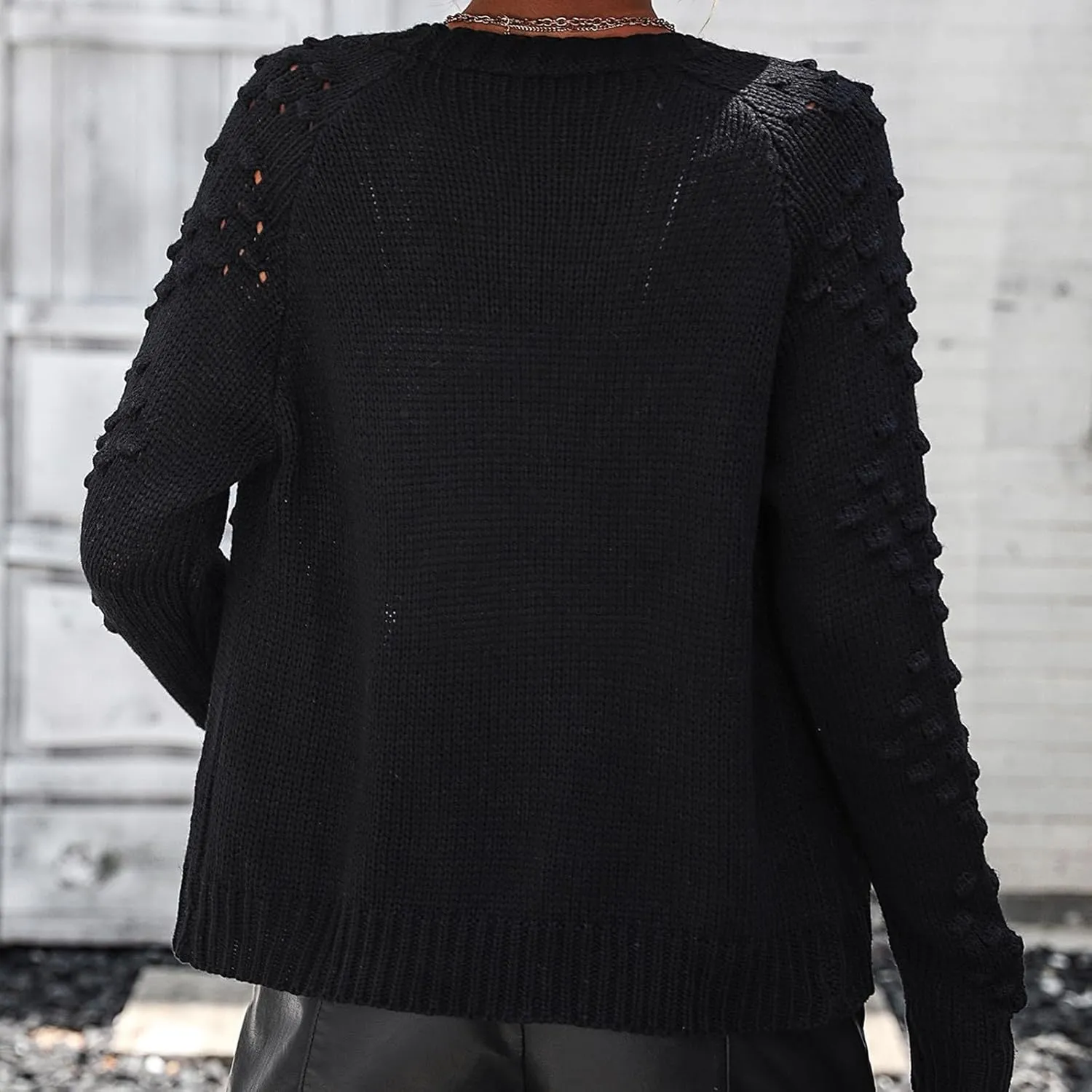 Women's Open Front Lightweight Cardigans Casual Button Down Coat Trendy Chunky Knit Sweater Outwear with Pocket
