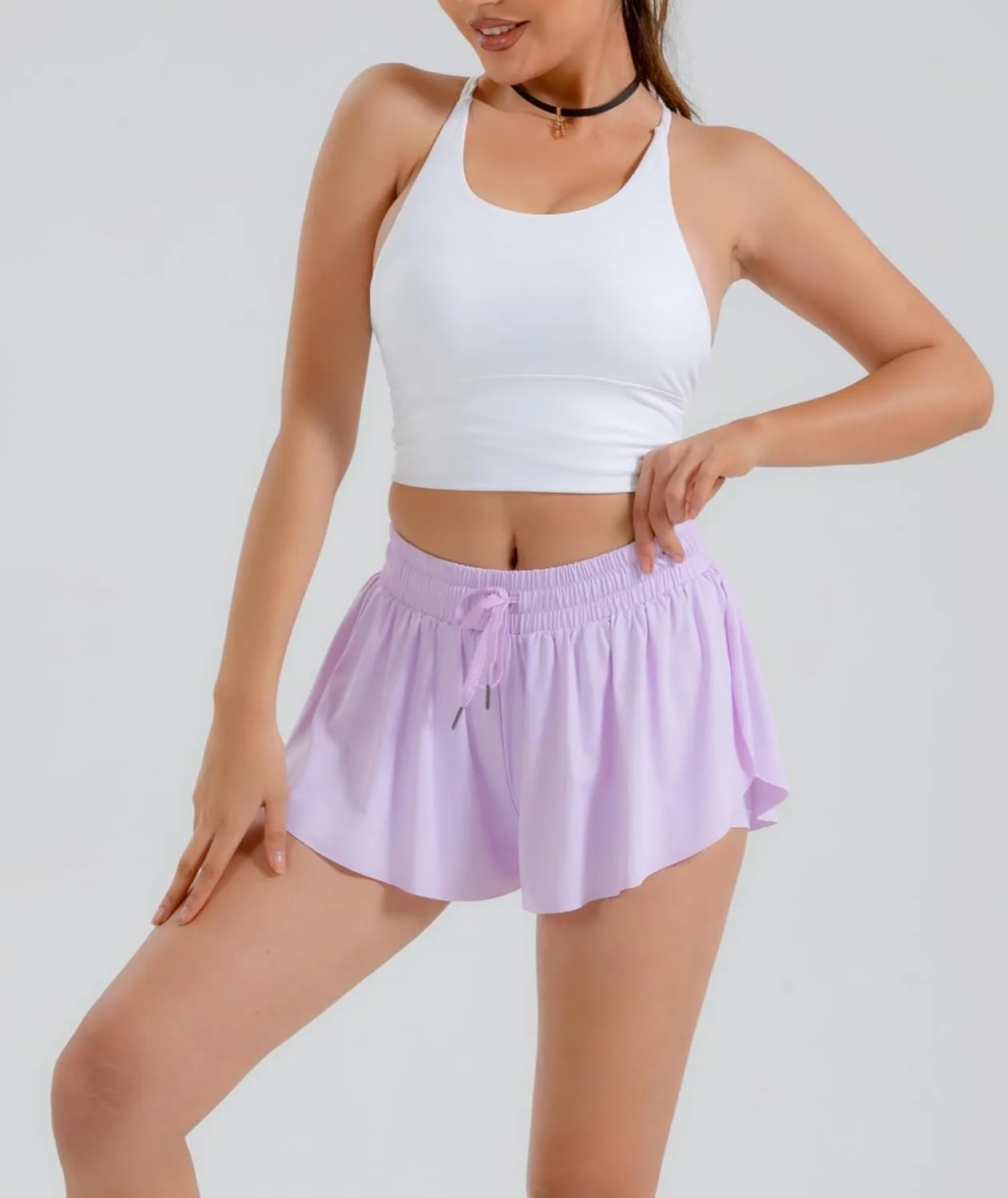 Yknktstc 3 Pack Womens 2 in 1 Flowy Running Shorts with Pockets Gym Yoga Athletic Workout Biker Spandex Lounge Sweat Skirt