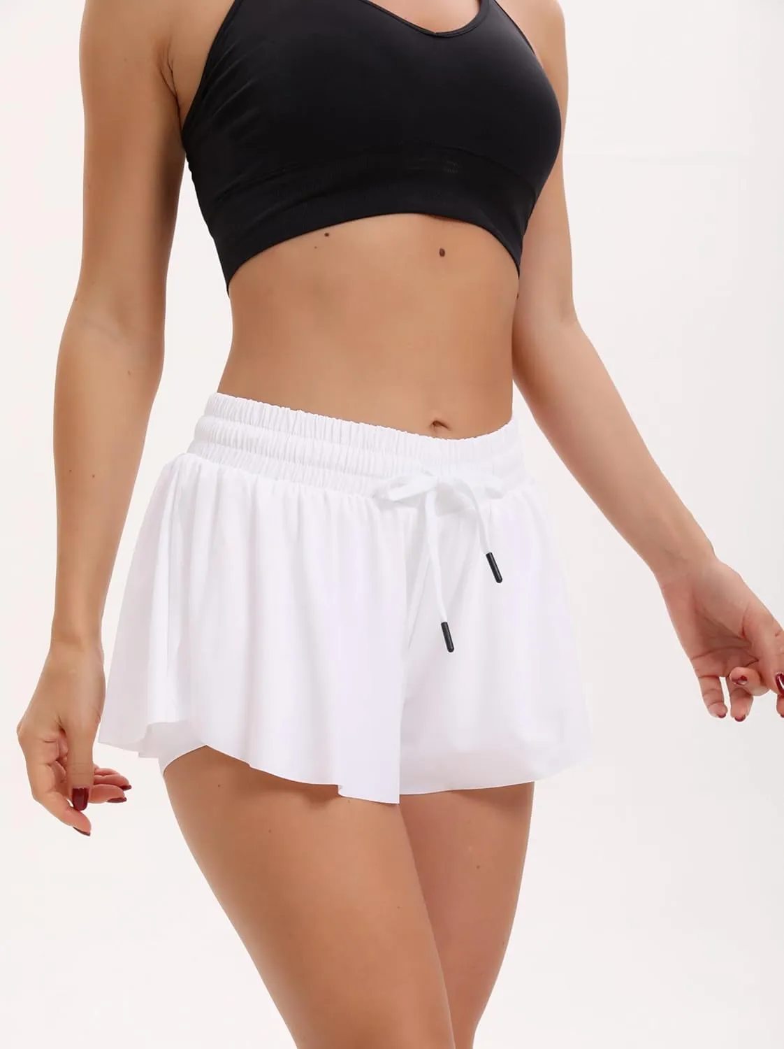 Yknktstc 3 Pack Womens 2 in 1 Flowy Running Shorts with Pockets Gym Yoga Athletic Workout Biker Spandex Lounge Sweat Skirt