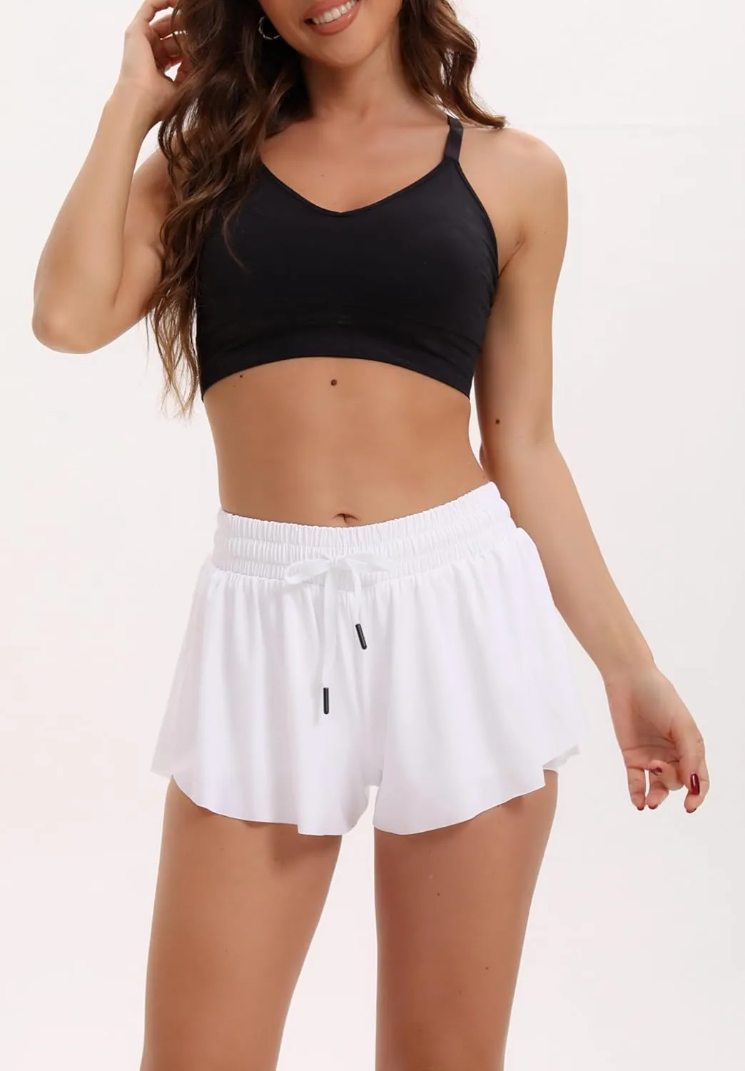 Yknktstc 3 Pack Womens 2 in 1 Flowy Running Shorts with Pockets Gym Yoga Athletic Workout Biker Spandex Lounge Sweat Skirt
