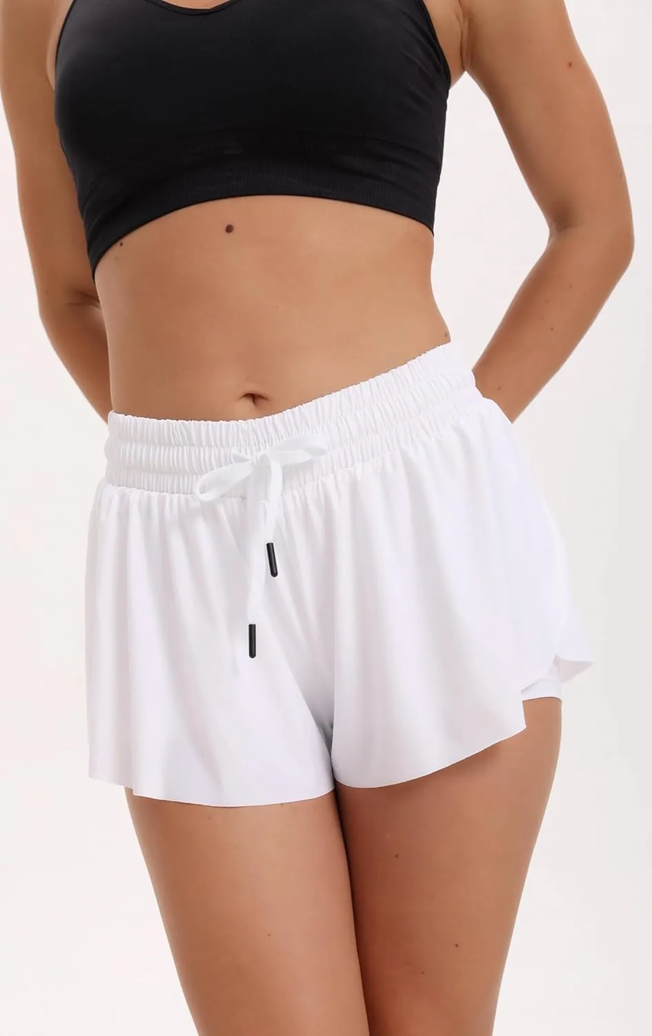 Yknktstc 3 Pack Womens 2 in 1 Flowy Running Shorts with Pockets Gym Yoga Athletic Workout Biker Spandex Lounge Sweat Skirt